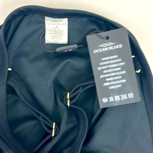 Ocean Blues  Black BandeauTankini Top Ruched Tummy Control Removable Str… - Picture 9 of 9